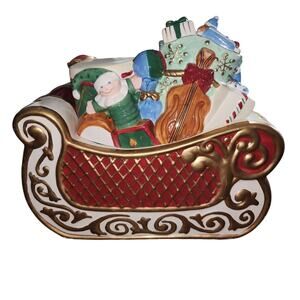 Christmas New Avon Joyous Celebrations St. Nicholas Collection Sleigh Cookie Jar